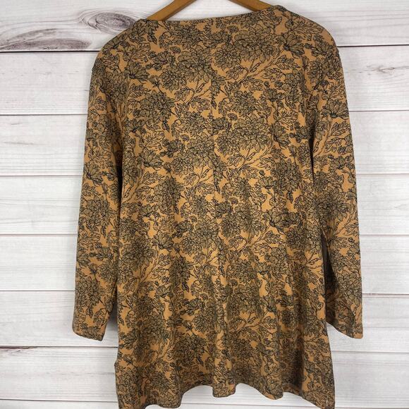 Zac &‎ Rachel Brown Floral All Over Print Women's Twist Blouse Size XL - Picture 5 of 7